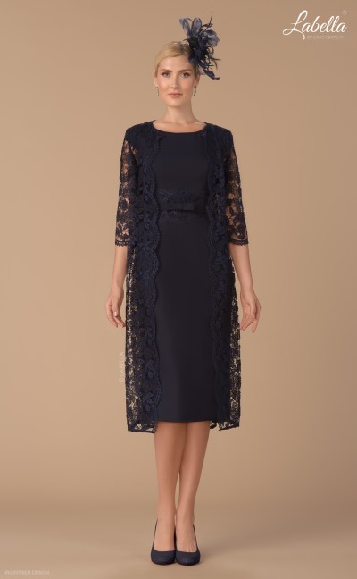 Navy Dress and Lace Jacket