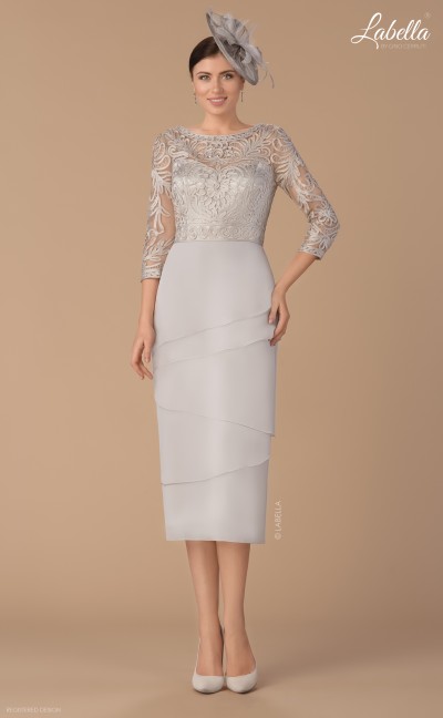 Light Silver Chiffon & patterned Dress