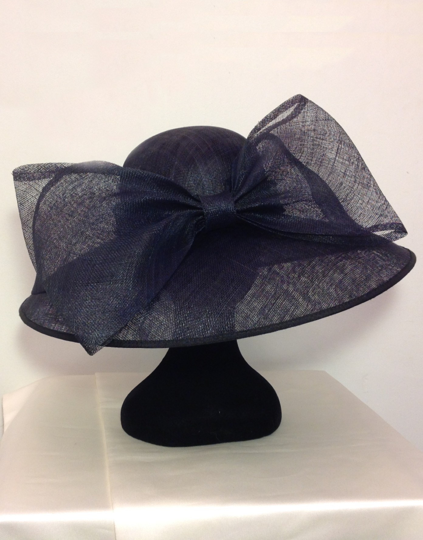 Large Bow Hat in Dark Navy
