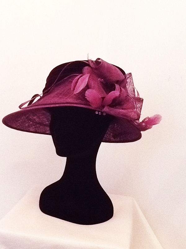 Hat 1073 Plum Velvet Crown Hat