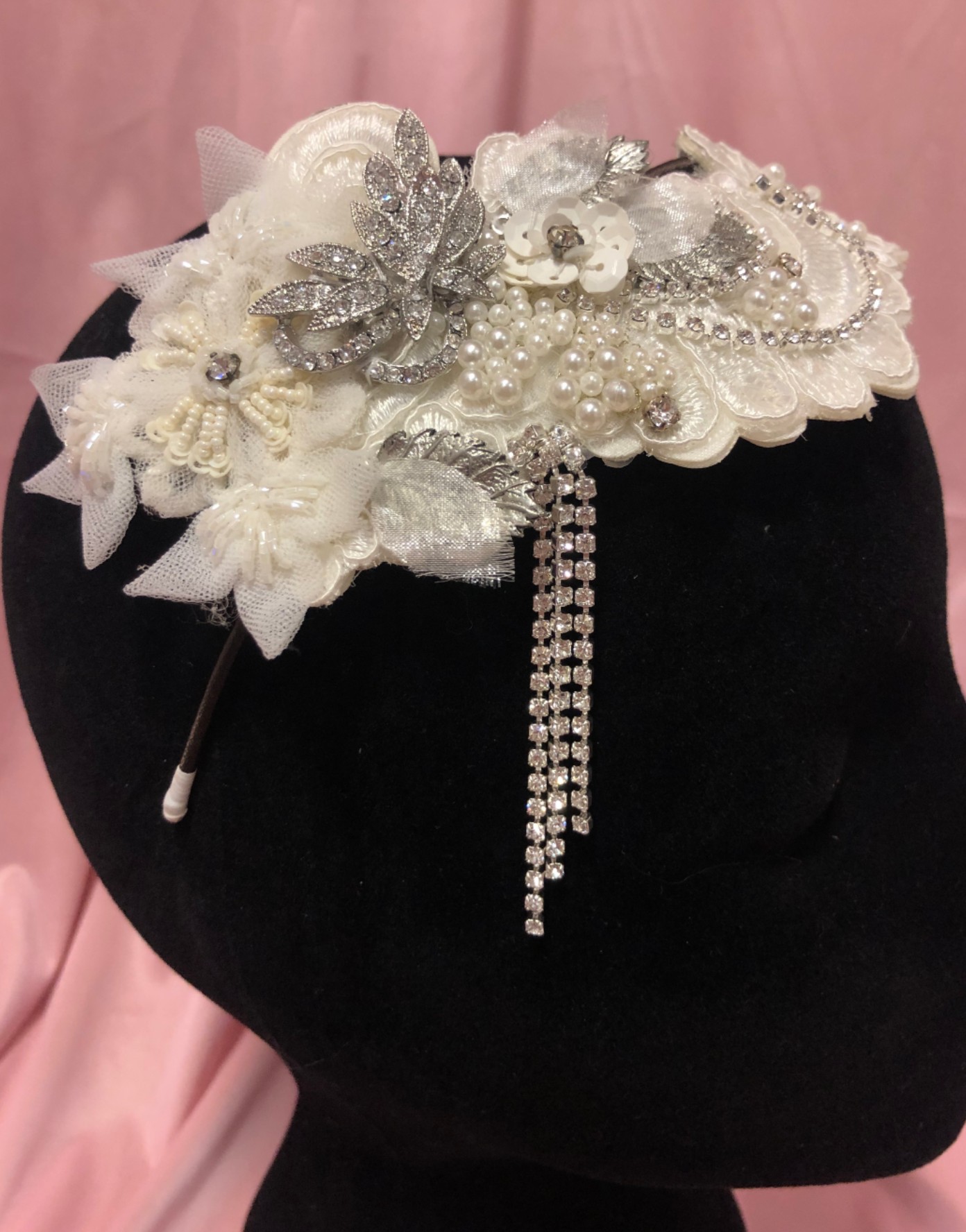 Ivory & Silver Applique Hair Band