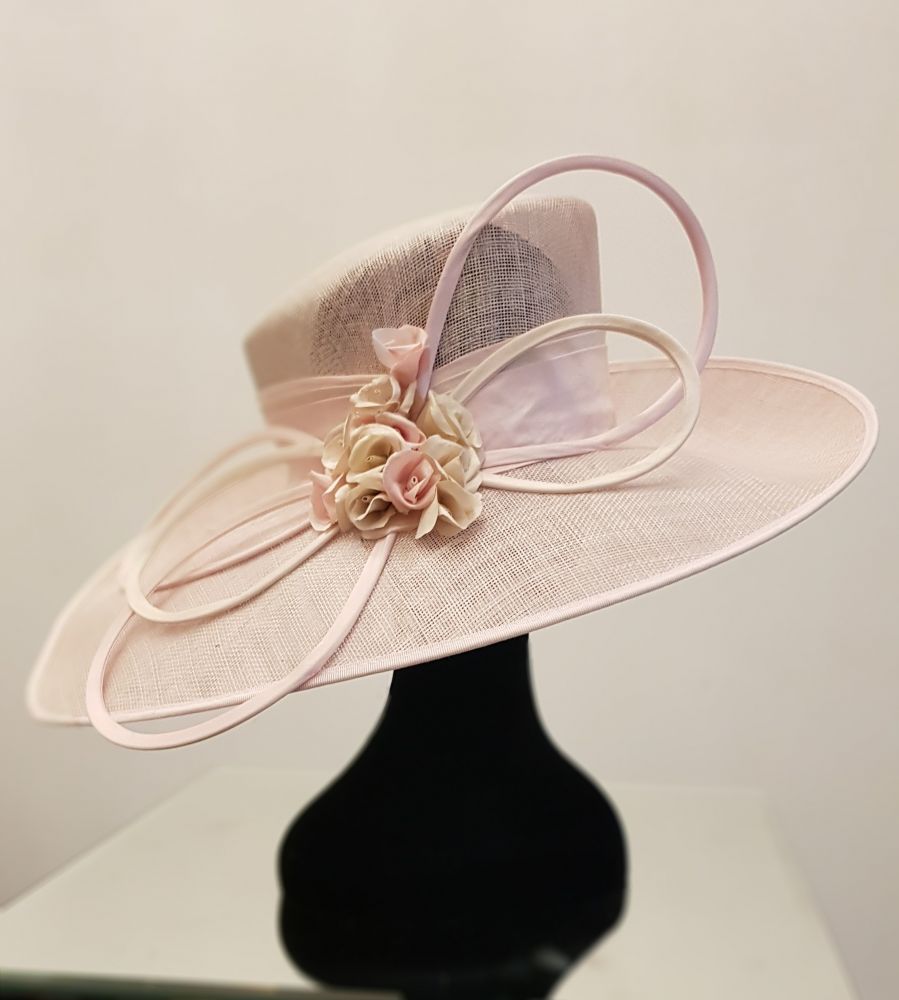  Pale Pink & Silk Flower Hat