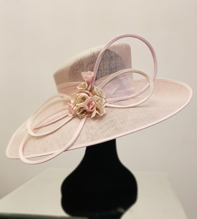  Pale Pink & Silk Flower Hat